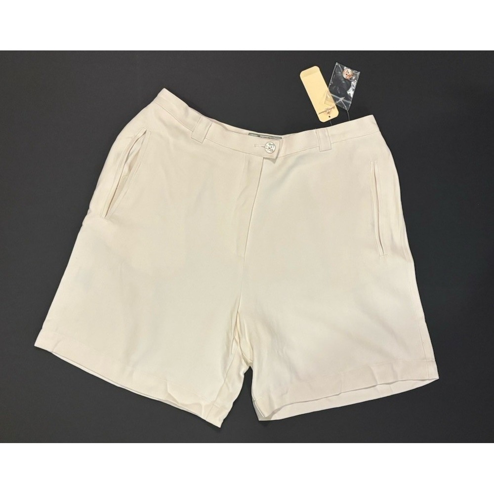 Tommy Bahama Women Khaki High Rise Shorts Pure Silk Beige Size 4 TW8129 Coconut